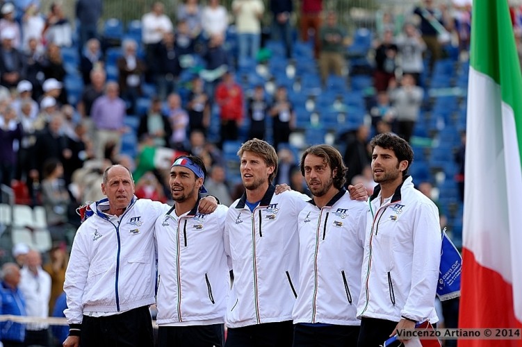 Il team italiano al completo, Coppa Davis 2014 Napoli (foto by VINCENZO ARTIANO)