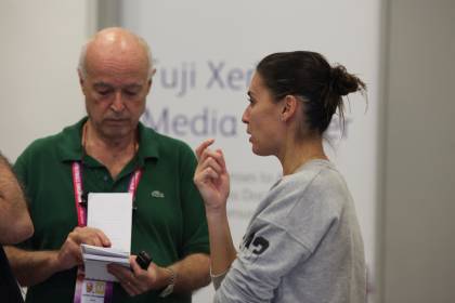 Flavia Pennetta e Ubaldo Scanagatta - Singapore 2015 (foto di Philip Cho)