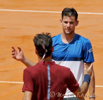 Dominic Thiem e Roger Federer, Campionati Internazionali BNL d'Italia 2016 - Foro Italico - Roma (foto di Monique Filippella)