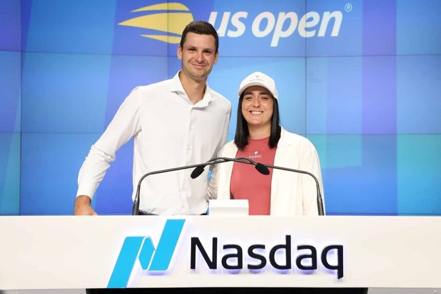 Hubert Hurkacz e Ons Jabeur al Nasdaq (Foto Instagram @atptour)